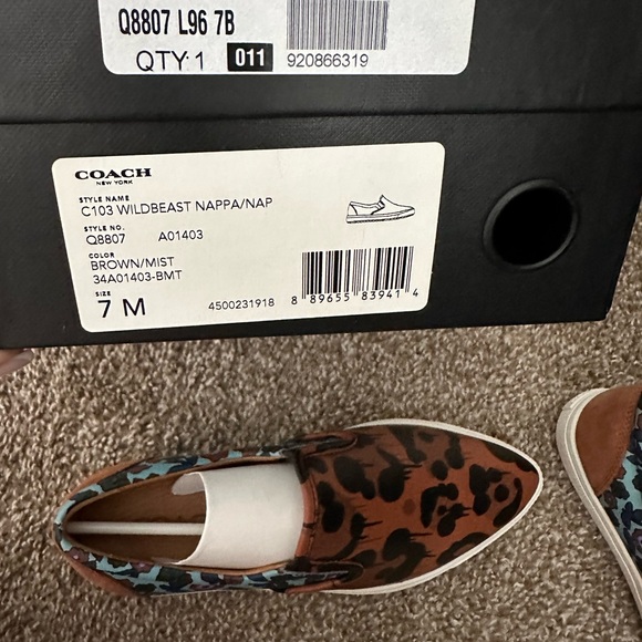 Coach Wild Beast Sneakers Nappa leather floral leopard print slip on 7 new - Picture 3 of 5